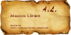 Alexics Lóránt névjegykártya